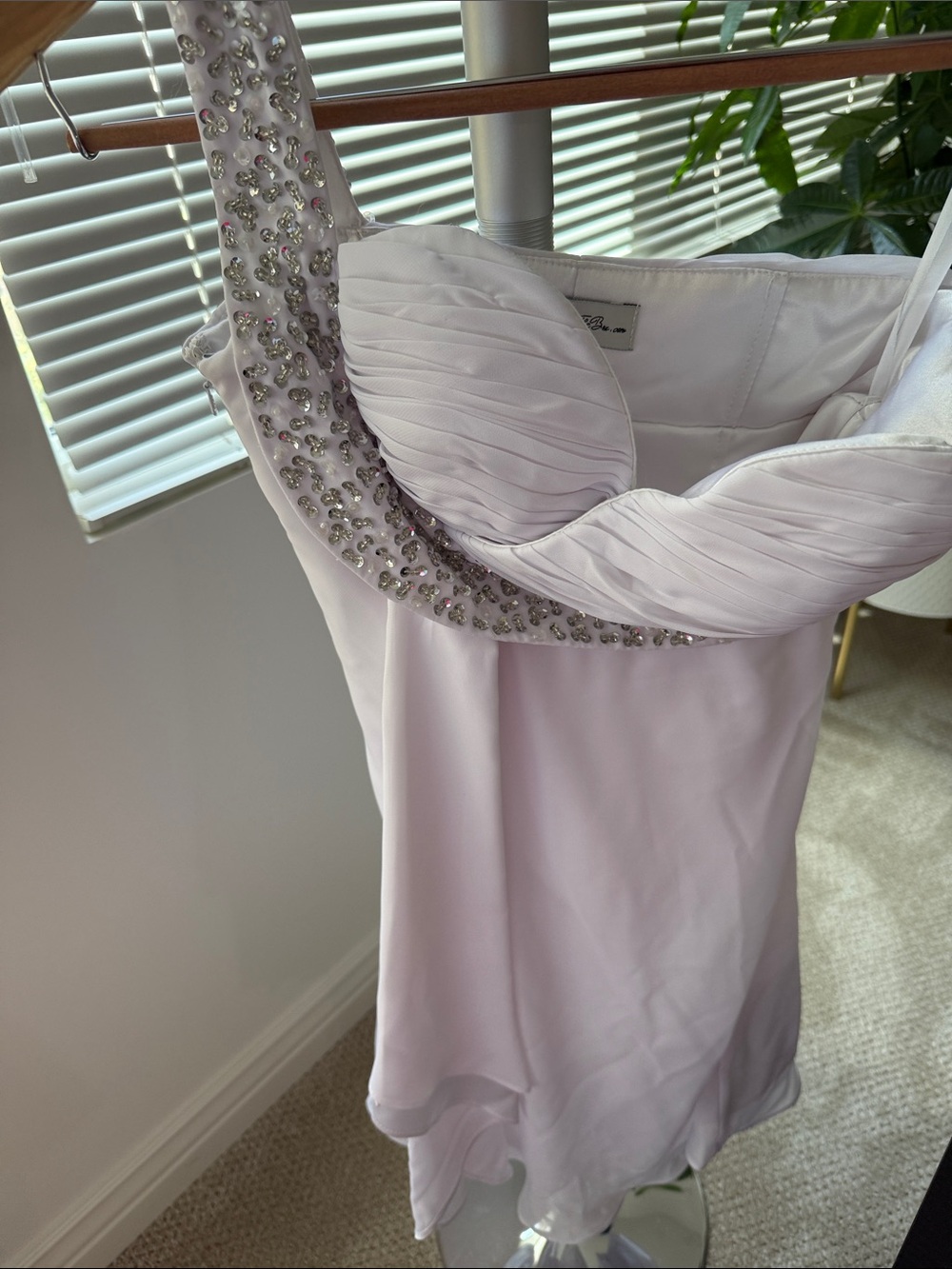 Lavender Beaded Sweetheart Neckline Dress